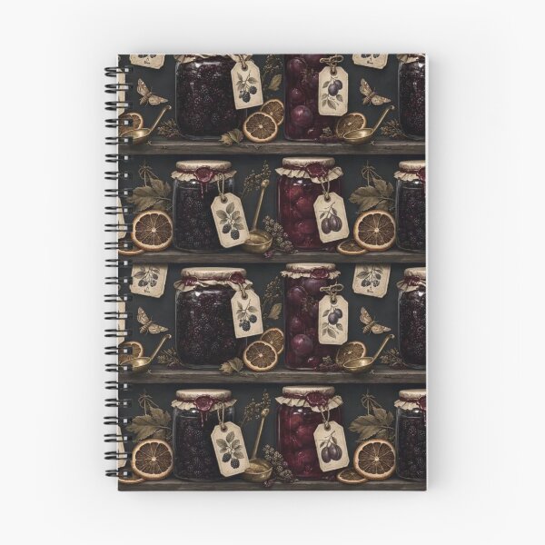 Item preview, Cottagegoth Preserves Pantry Seamless Pattern | Dark Cottagecore Oxblood Amber designed and sold by StickyGuys.