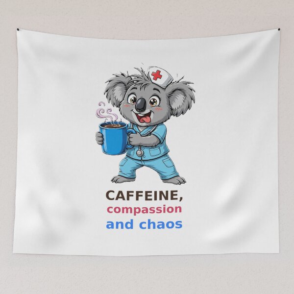 Item preview, Funny Nurse Koala Caffeine Compassion Chaos designed and sold by Surviving Monday Club.