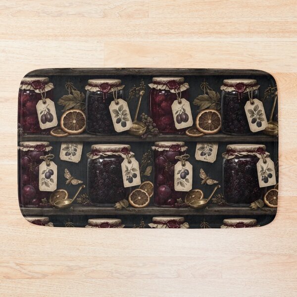 Item preview, Cottagegoth Preserves Pantry Seamless Pattern | Dark Cottagecore Oxblood Amber designed and sold by StickyGuys.