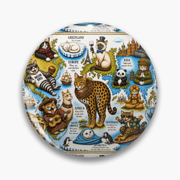 Item preview, The Meow-nificent Atlas Funny World Map Cats Poster designed and sold by SammyMorry.