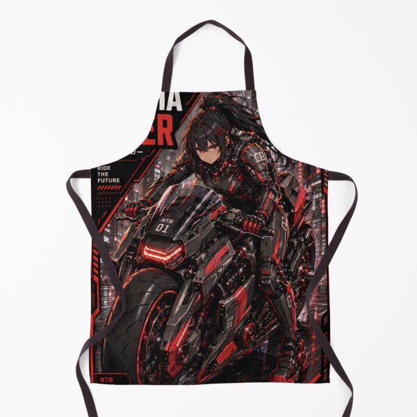 Item preview, Cyberpunk Mecha Biker Girl – Retro Anime Motorcycle designed and sold by Apocalyptic Art Studio.