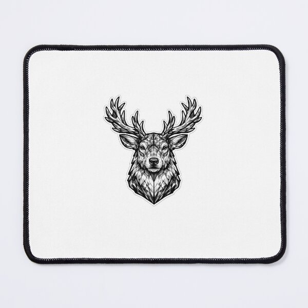 Item preview, Geometric Reindeer Head | Low Poly Wildlife Vector | Black & White Reindeer Sticker designed and sold by DesertInkArt.
