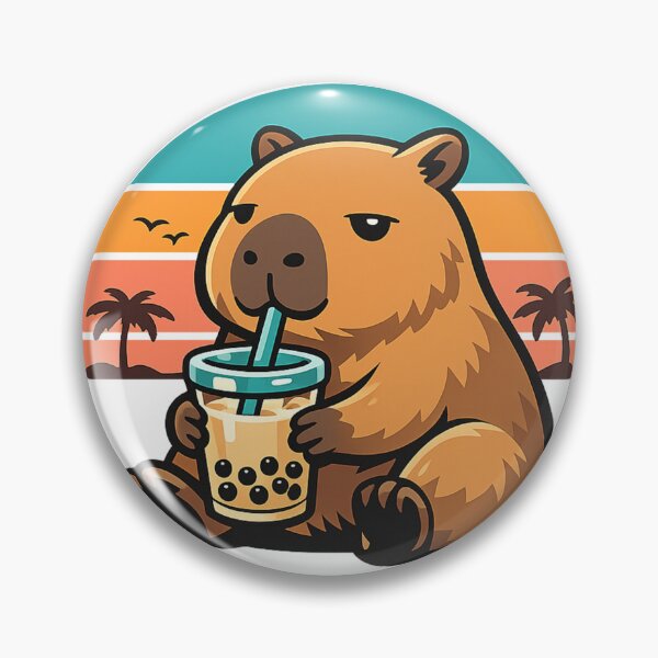 Item preview, Retro Introvert Capybara Drinking Boba Tea - Cute Mental Health Humor & Chill Vibes Art designed and sold by zdzdesigner.