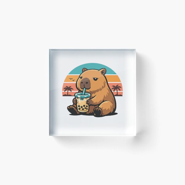 Item preview, Retro Introvert Capybara Drinking Boba Tea - Cute Mental Health Humor & Chill Vibes Art designed and sold by zdzdesigner.
