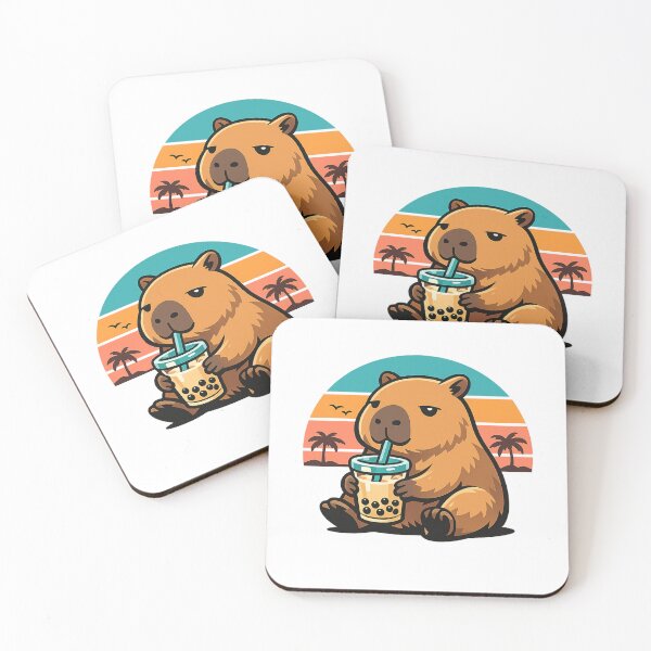 Item preview, Retro Introvert Capybara Drinking Boba Tea - Cute Mental Health Humor & Chill Vibes Art designed and sold by zdzdesigner.