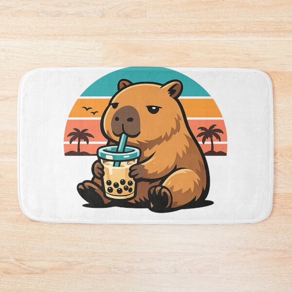 Item preview, Retro Introvert Capybara Drinking Boba Tea - Cute Mental Health Humor & Chill Vibes Art designed and sold by zdzdesigner.