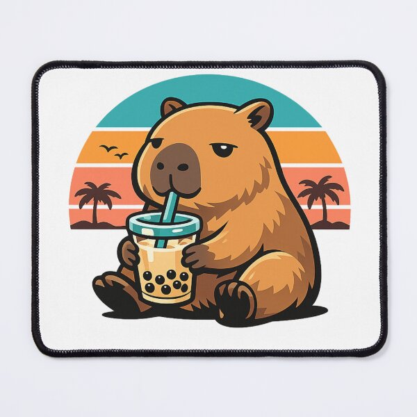 Item preview, Retro Introvert Capybara Drinking Boba Tea - Cute Mental Health Humor & Chill Vibes Art designed and sold by zdzdesigner.