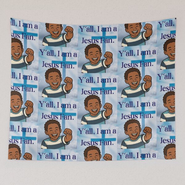 Item preview, Y'all, I Am A Jesus Fan Joyful Christian Boy Kids Art designed and sold by Artemis & Woven Collective.
