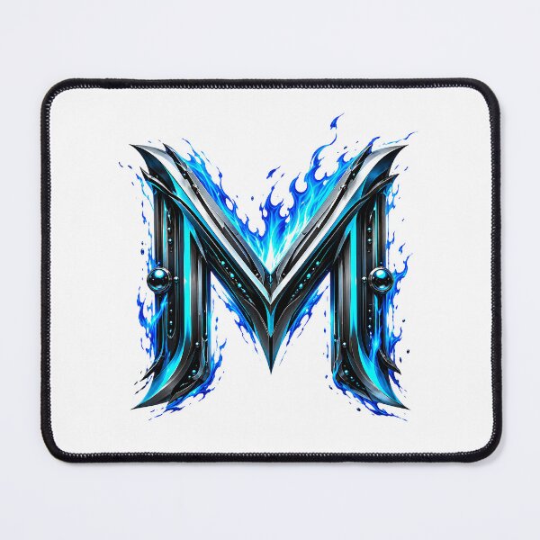 Item preview, AquaFlare Cipher The Teal Inferno Letter M designed and sold by BlissBlvdShop.