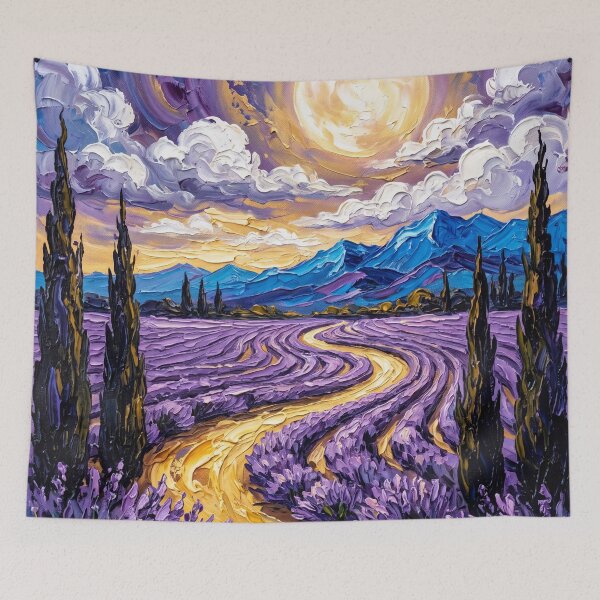 Item preview, Moonlit Lavender Fields and Winding Path designed and sold by lenamedema.