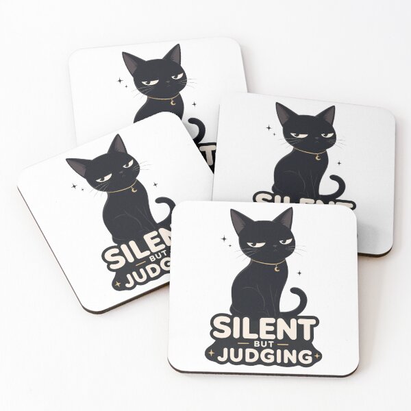 Item preview, Silent But Judging Black Cat Dad Funny Kawaii T-Shirt designed and sold by Ashley critters.