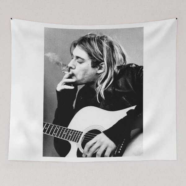 Item preview, Black & White Kurt Cobain Guitar Portrait designed and sold by sarexgasruk.