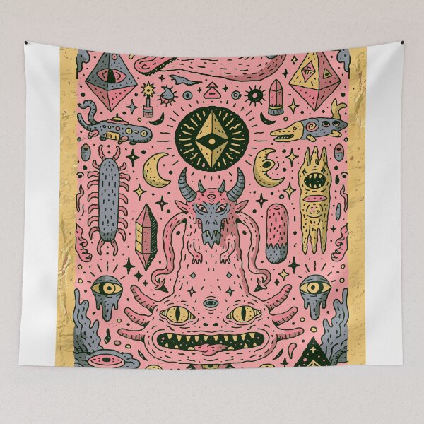 Item preview, Psychedelic Monsters Mythical Creatures Cosmic Doodle Art designed and sold by Romgora.