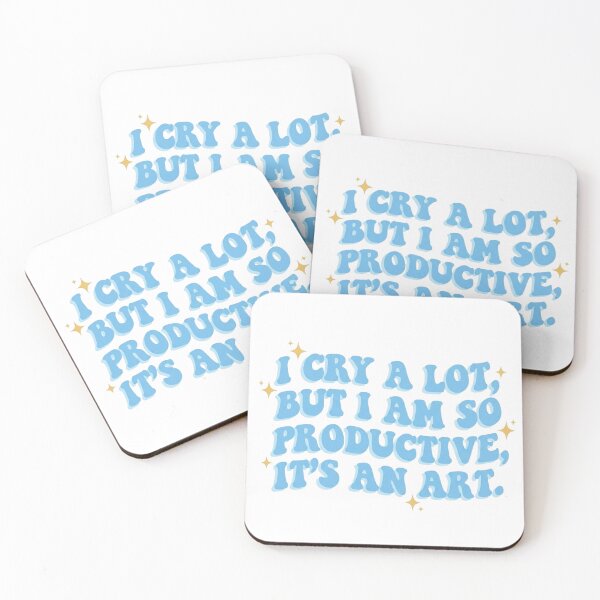 Item preview, I Cry A Lot But I Am So Productive Funny Lyrics Quote Doodle - Stickers, Phone cases, car stickers designed and sold by Sticker Tonic.