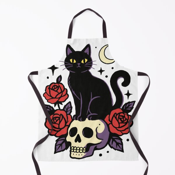 Item preview, Gothic Black Cat with Rose and Skull designed and sold by SugarCore.