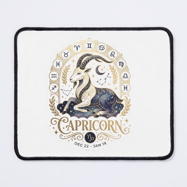 Item preview, Capricorn Zodiac Badge Floral Frame designed and sold by Zodiac Celestial Art.