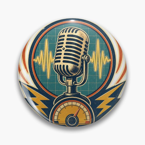 Item preview, Retro Broadcast Microphone and Radio Waveform designed and sold by Moni50 Studio.
