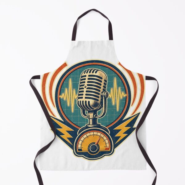 Item preview, Retro Broadcast Microphone and Radio Waveform designed and sold by Moni50 Studio.