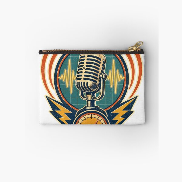 Item preview, Retro Broadcast Microphone and Radio Waveform designed and sold by Moni50 Studio.