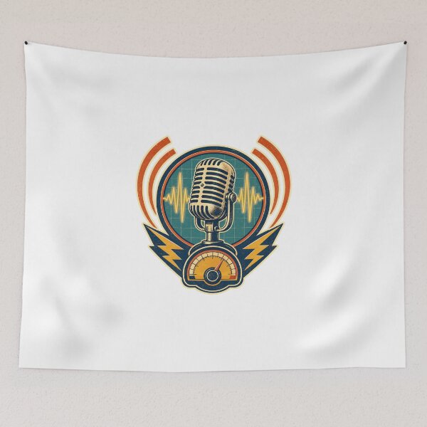 Item preview, Retro Broadcast Microphone and Radio Waveform designed and sold by Moni50 Studio.
