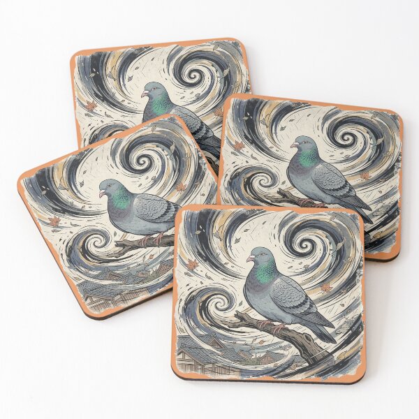 Item preview, Unbothered Storm Pigeon Japanese Inspired Art designed and sold by azule1.