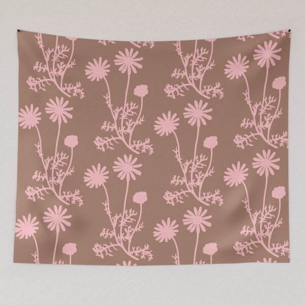 Item preview, Floral Botanical Vintage Contemporary Wild Daisies Pink and Mocha Pattern designed and sold by kierkegaard.