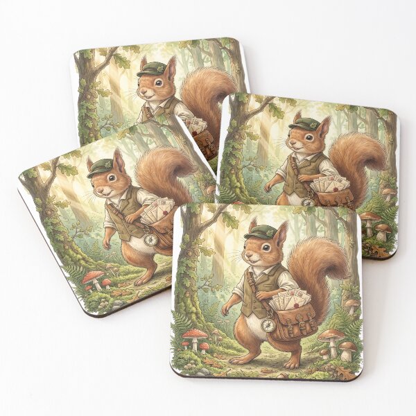 Item preview, Woodland Squirrel Mail Courier Watercolor Art designed and sold by Mosslume Studio.