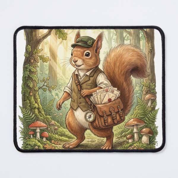 Item preview, Woodland Squirrel Mail Courier Watercolor Art designed and sold by Mosslume Studio.