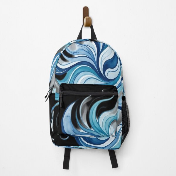Item preview, Monochrome blue watercolour shark ocean on black designed and sold by Safwat-Aziz1.