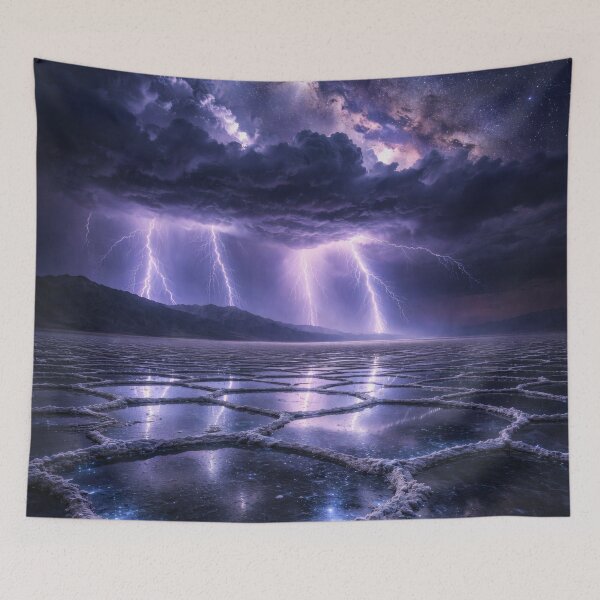 Item preview, Lightning Storm Over Salt Flats at Night designed and sold by Yomere.