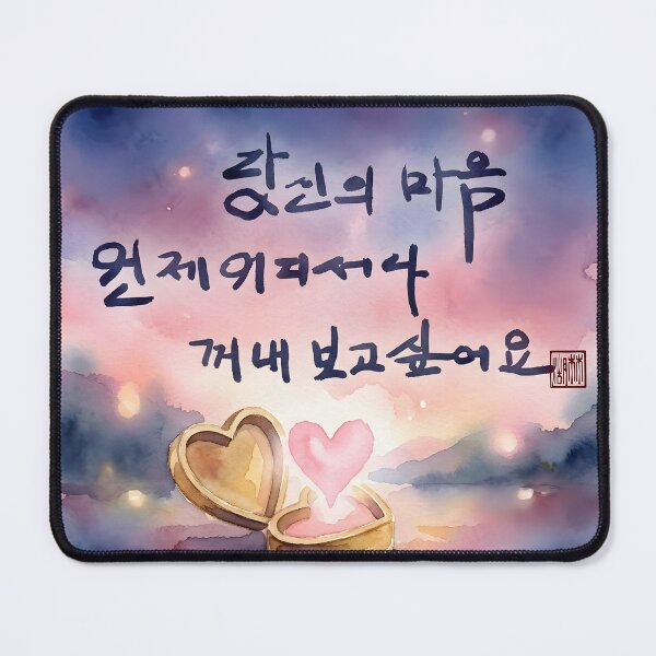 Item preview, Romantic Korean Calligraphy Art with Glowing Heart Locket designed and sold by K-Brush.