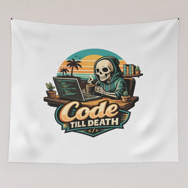 Item preview, Funny Skeleton Programmer Coffee Lover - Code till Death T-Shirt  designed and sold by zdzdesigner.