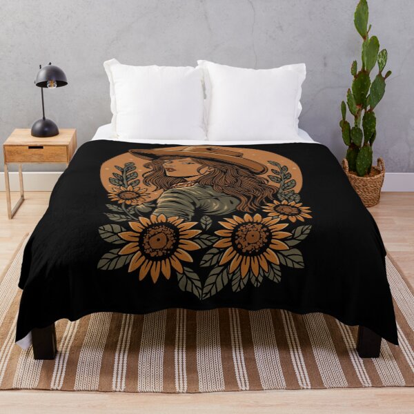 Item preview, Vintage Cowgirl with Sunflowers Illustration designed and sold by phsycartwork.