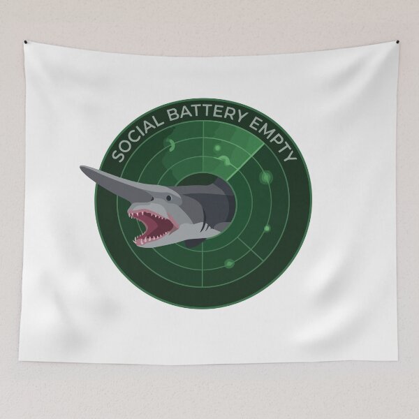 Item preview, Social Battery Empty Minimalist Goblin Shark Sonar designed and sold by Arc2020.