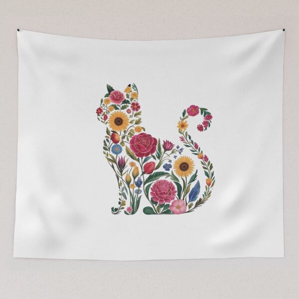 Item preview, Floral Cat Silhouette Vintage Wildflower Botanical cat designed and sold by Gbriel3.