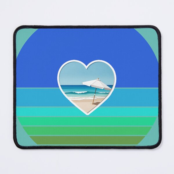 Item preview, Retro Ocean and Beach Umbrella in Beachy Coastal Heart designed and sold by Beachy.