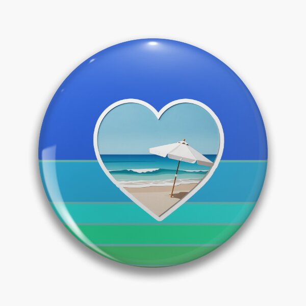 Item preview, Retro Ocean and Beach Umbrella in Beachy Coastal Heart designed and sold by Beachy.