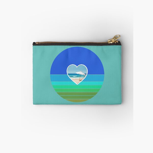 Item preview, Retro Ocean and Beach Umbrella in Beachy Coastal Heart designed and sold by Beachy.