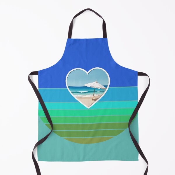 Item preview, Retro Ocean and Beach Umbrella in Beachy Coastal Heart designed and sold by Beachy.
