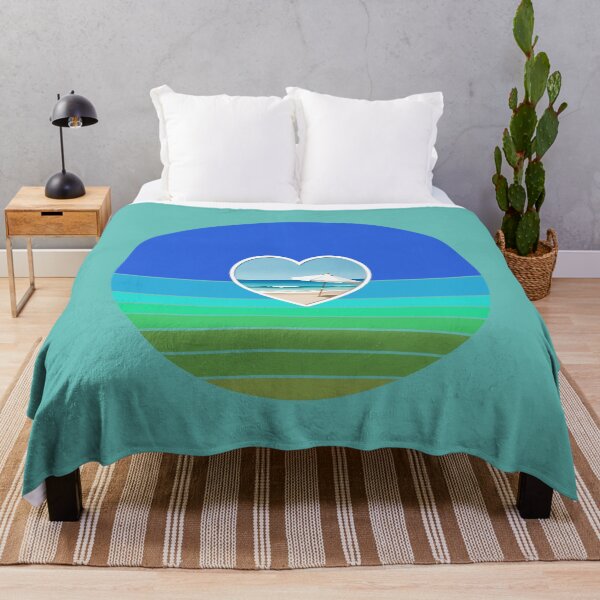 Item preview, Retro Ocean and Beach Umbrella in Beachy Coastal Heart designed and sold by Beachy.