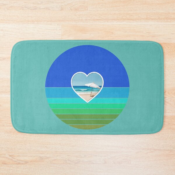 Item preview, Retro Ocean and Beach Umbrella in Beachy Coastal Heart designed and sold by Beachy.