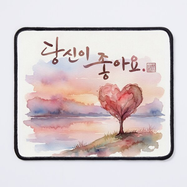 Item preview, Romantic Watercolor Landscape with Korean Calligraphy designed and sold by K-Brush.