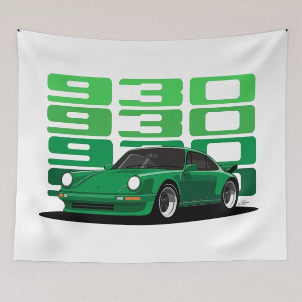 Item preview,  Retro 930 turbo in green illustration designed and sold by blackdogshop.