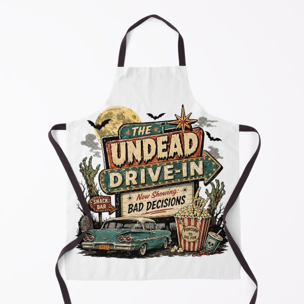 Item preview, The Undead Drive-In – Now Showing Bad Decisions Retro Halloween designed and sold by TVPS17.