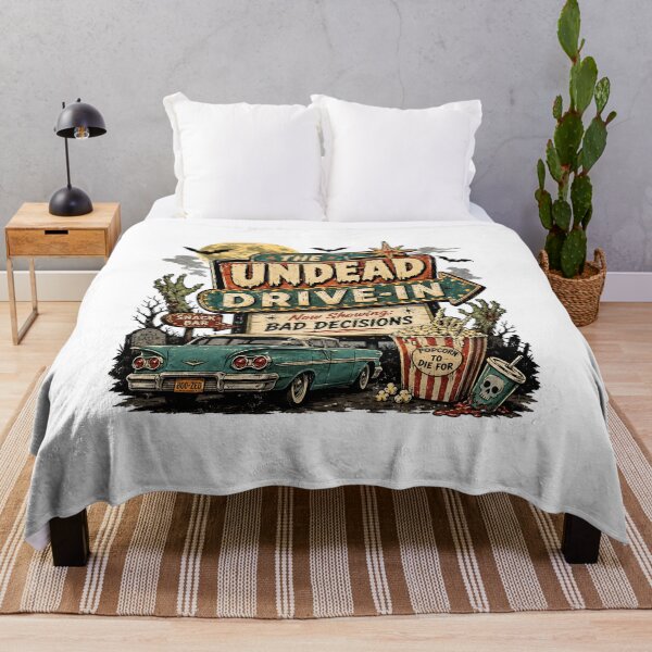Item preview, The Undead Drive-In – Now Showing Bad Decisions Retro Halloween designed and sold by TVPS17.