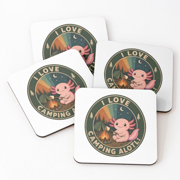 Item preview, Axolotl Camping Retro Vintage Animal Adventure designed and sold by Uniqueauraaprints.