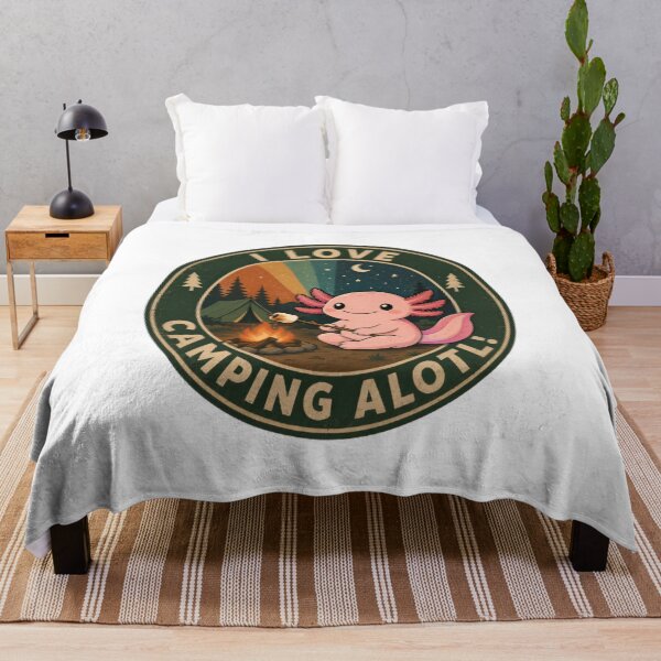 Item preview, Axolotl Camping Retro Vintage Animal Adventure designed and sold by Uniqueauraaprints.