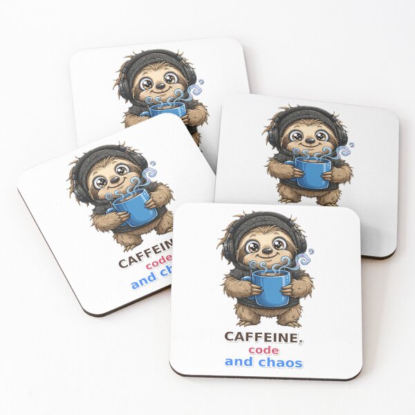 Item preview, Funny IT Sloth Caffeine Code Chaos designed and sold by Surviving Monday Club.