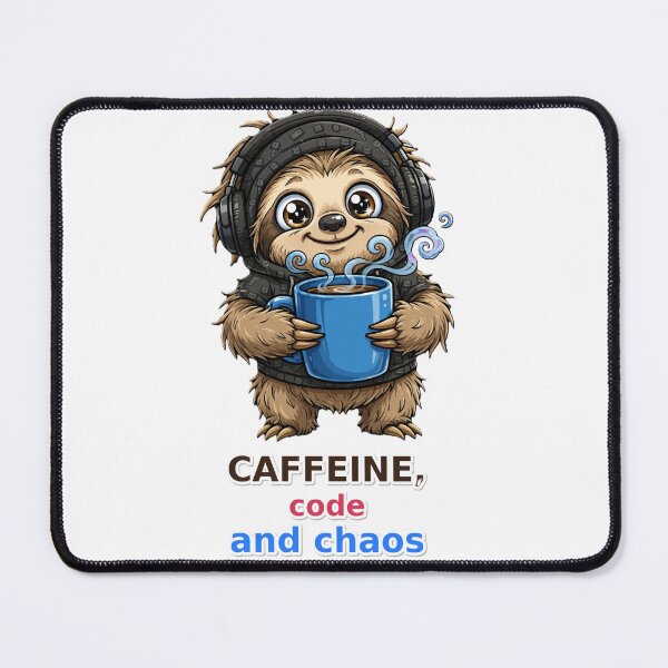 Item preview, Funny IT Sloth Caffeine Code Chaos designed and sold by Surviving Monday Club.