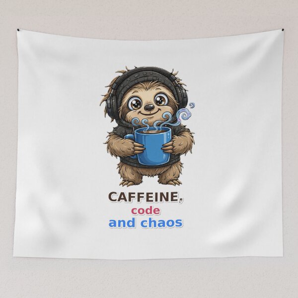 Item preview, Funny IT Sloth Caffeine Code Chaos designed and sold by Surviving Monday Club.